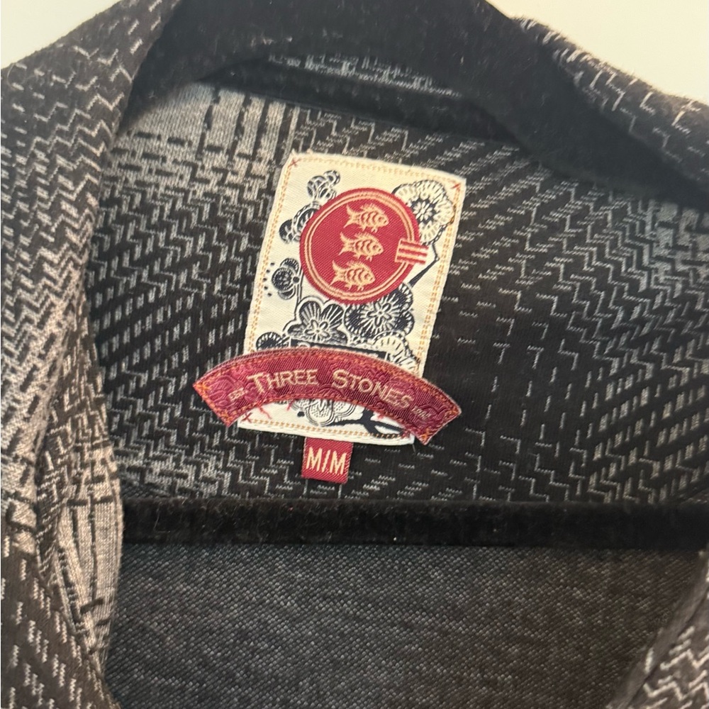 Three Stones -  Women's Black and Gray Plaid Pea Coat - Picture 5 of 5
